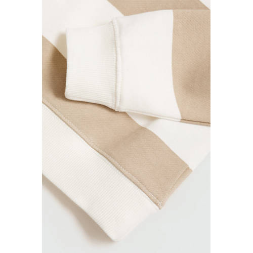 Mango Kids gestreepte sweater pastelbruin Ecru Streep 116