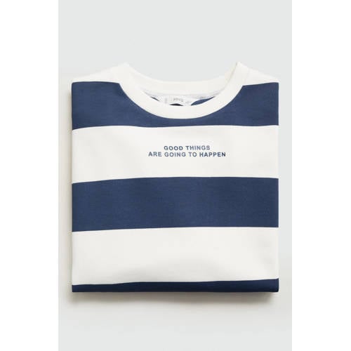 Mango Kids gestreepte sweater marine wit Blauw Streep 128