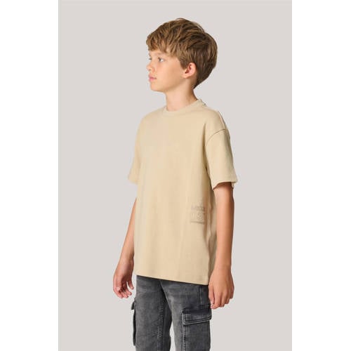 Shoeby T-shirt zand Beige Jongens Katoen Ronde hals Effen 146 152