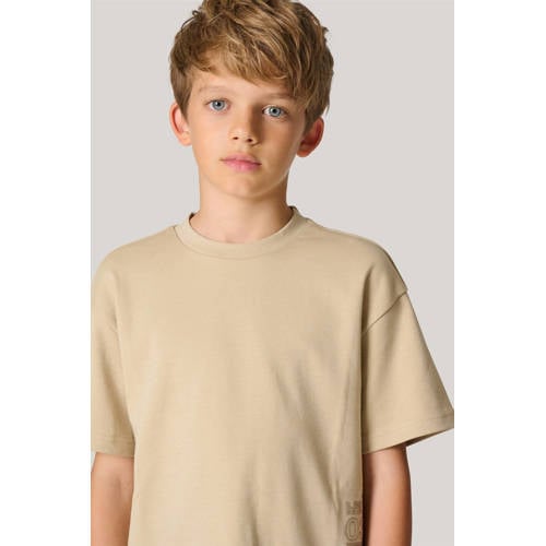 Shoeby T-shirt zand Beige Jongens Katoen Ronde hals Effen 146 152