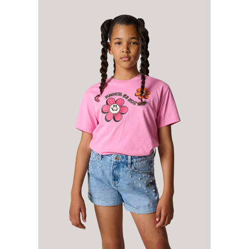 Shoeby T-shirt roze Meisjes Katoen Ronde hals Effen 110 116