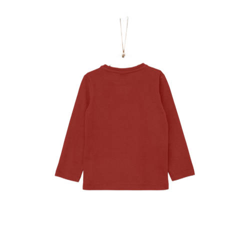 s.Oliver longsleeve met printopdruk donkerrood Jongens Katoen Ronde hals 140