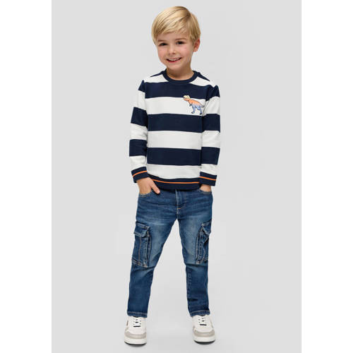 s.Oliver gestreepte sweater ecru Jongens Stretchkatoen Ronde hals Streep 116 122
