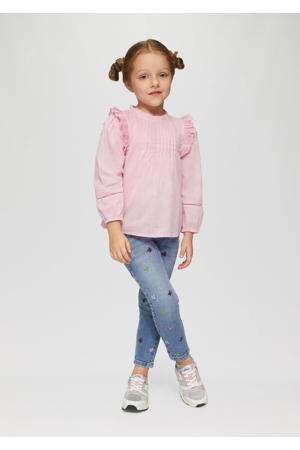 regular fit jeans met all over print en borduursels blauw