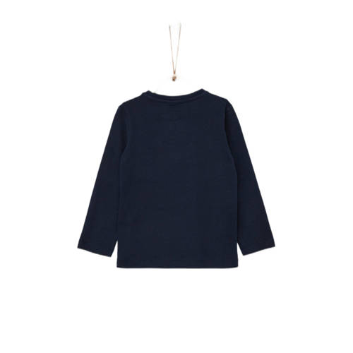s.Oliver longsleeve met printopdruk donkerblauw Jongens Katoen Ronde hals 140