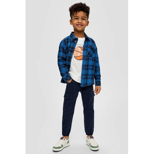 s.Oliver cargobroek marine Blauw Jongens Stretchkatoen Effen