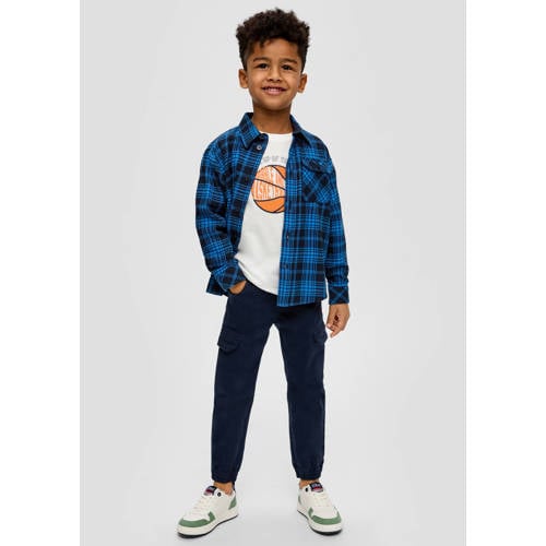 s.Oliver cargobroek marine Blauw Jongens Stretchkatoen Effen 116