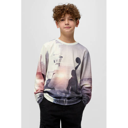 s.Oliver sweater met all over print ecru Jongens Polyester Ronde hals All over print 170 176