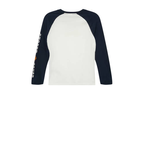 s.Oliver longsleeve met printopdruk wit donkerblauw Jongens Katoen Ronde hals 170 176