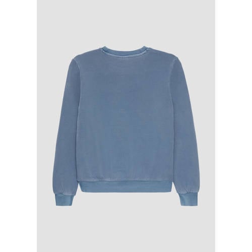 s.Oliver sweater met printopdruk blauw wit oranje Printopdruk 146 152