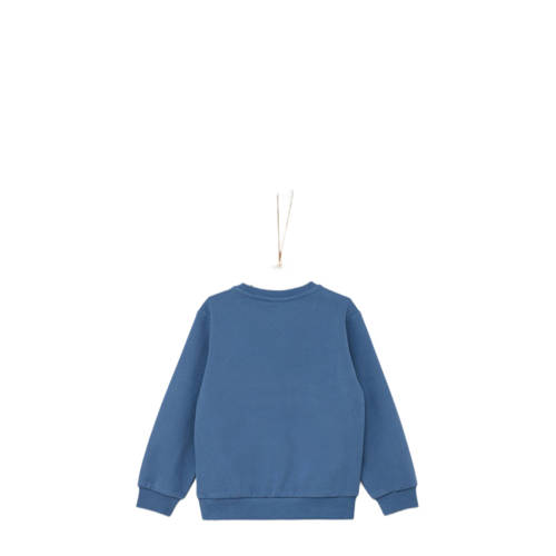 s.Oliver sweater met tekst lichtblauw Jongens Katoen Ronde hals Tekst 116 122