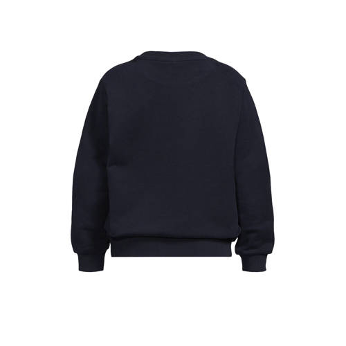 s.Oliver sweater met tekst marine Blauw Jongens Katoen Ronde hals Tekst 140
