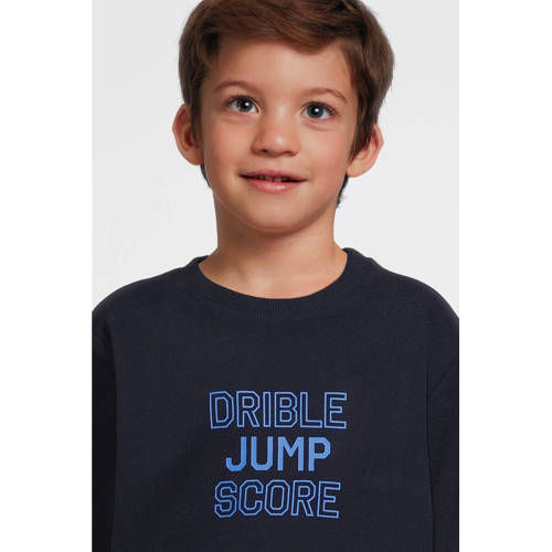s.Oliver sweater met tekst marine Blauw Jongens Katoen Ronde hals Tekst 140