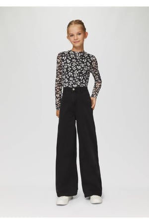 high waist wide leg jeans black denim SLIM