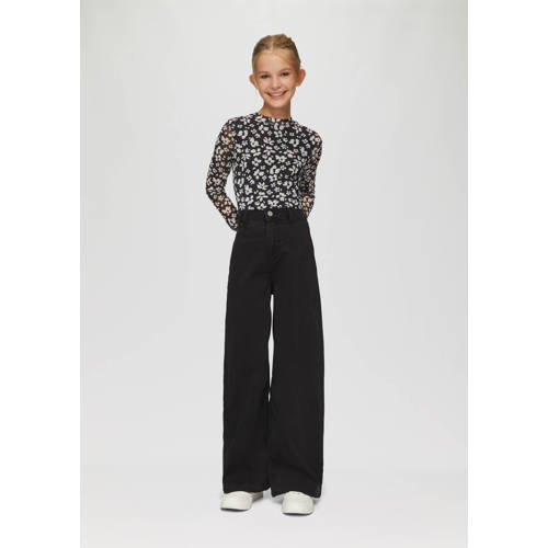 s.Oliver high waist wide leg jeans black denim SLIM Zwart Meisjes Stretchdenim - maat 146 afbeelding