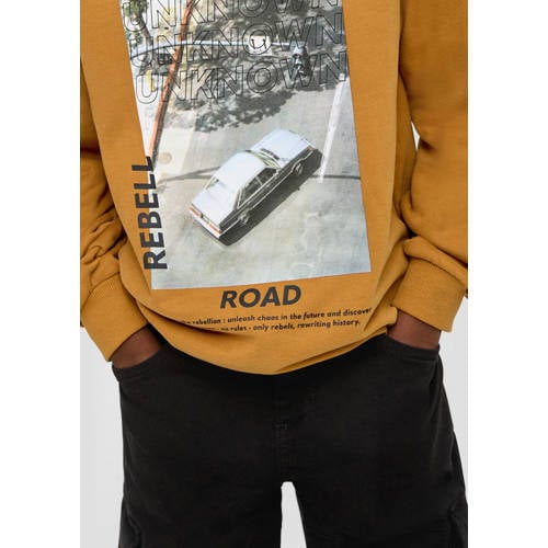 s.Oliver cargobroek zwart Jongens Stretchkatoen Effen