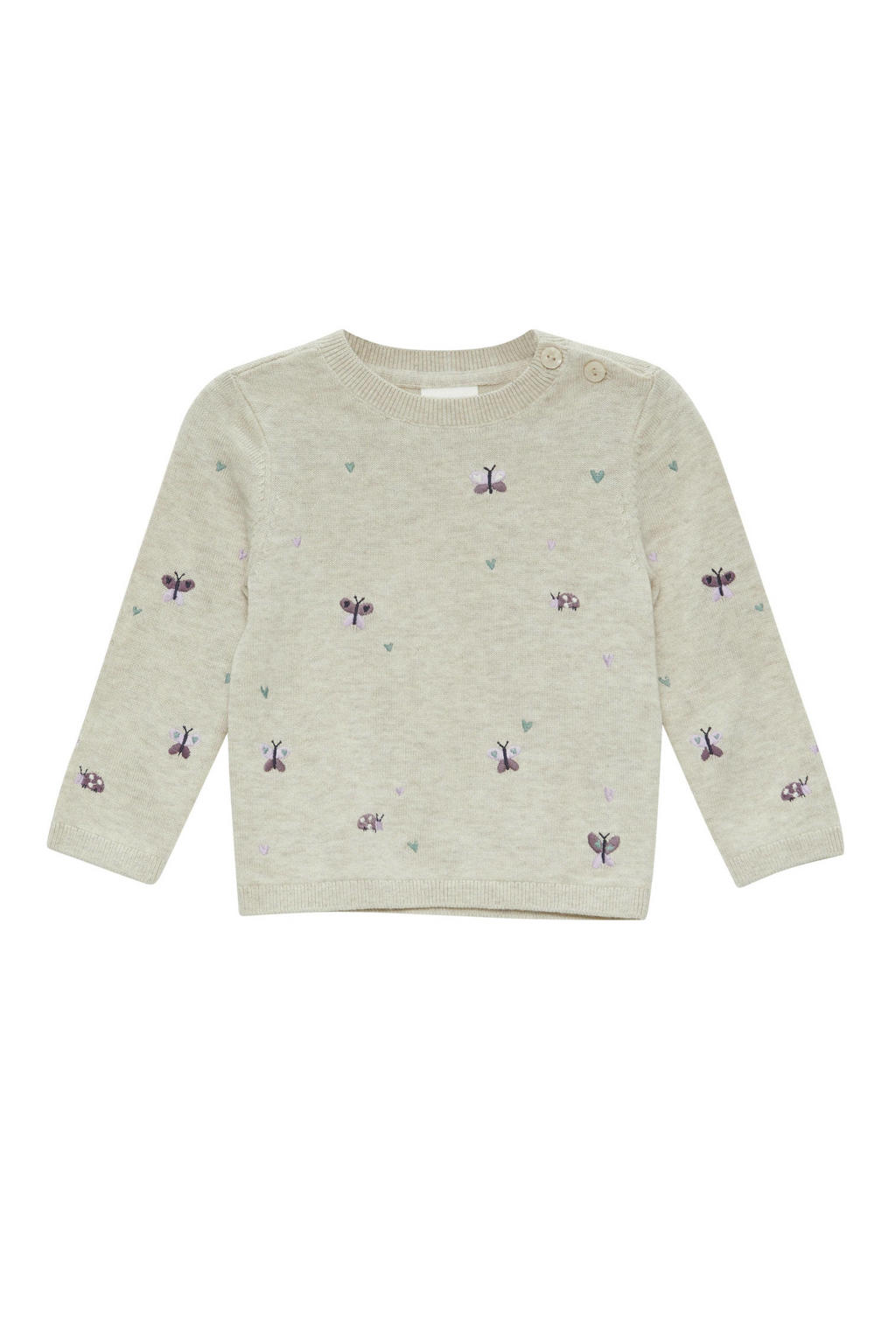 Beige meisjes s.Oliver sweater van katoen met lange mouwen en ronde hals