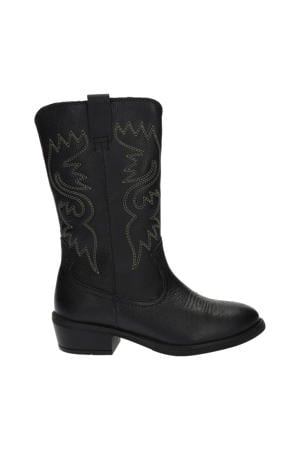 leren cowboylaarzen zwart