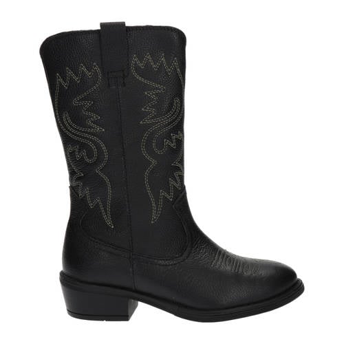 Nelson Kids leren cowboylaarzen zwart Meisjes Leer Effen - maat 38 afbeelding