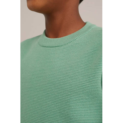 WE Fashion gebreide trui Groen Jongens Katoen Ronde hals Effen 170 176