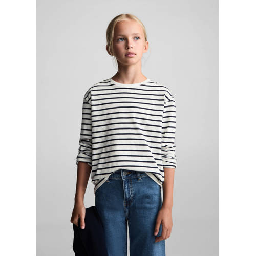 Mango Kids broek changeant blauw Meisjes Denim Effen 140
