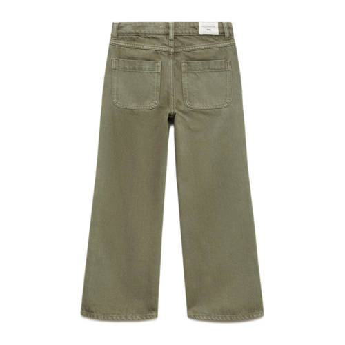 Mango Kids wide leg jeans beige kaki Groen Meisjes Denim Effen 146