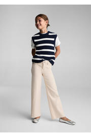 thumbnail: Beige meisjes Mango Kids broek van denim met rits- en knoopsluiting en effen