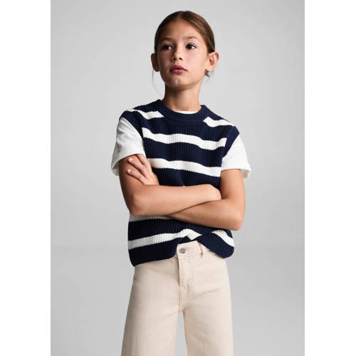Mango Kids broek beige Meisjes Denim Effen 134 | Broek van
