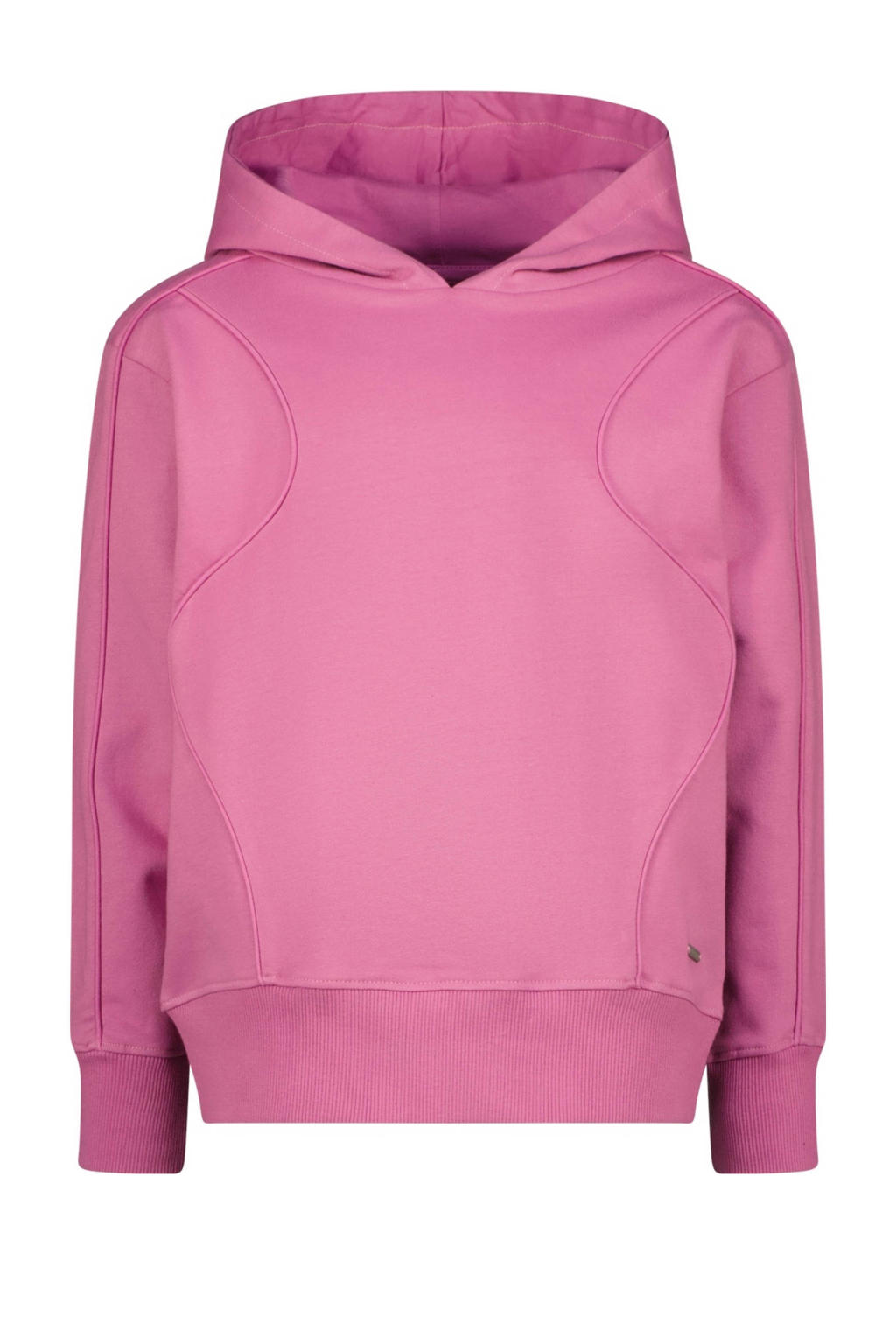 Roze meisjes Raizzed hoodie Nasra van sweat materiaal met effen, lange mouwen, capuchon en geribde boorden