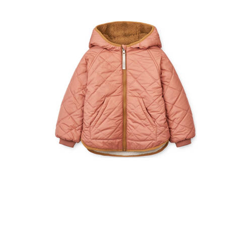 Liewood reversible gewatteerde winterjas Jackson roze/bruin/wit Meisjes Teddy Capuchon