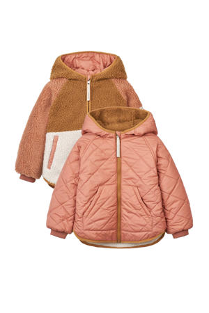 reversible gewatteerde winterjas Jackson roze/bruin/wit