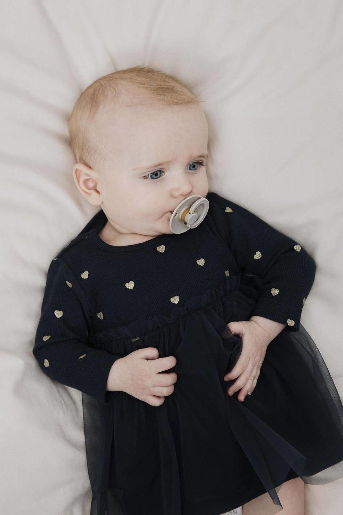 NAME IT BABY baby semi-transparante jurk NBFNADJA met hartjes