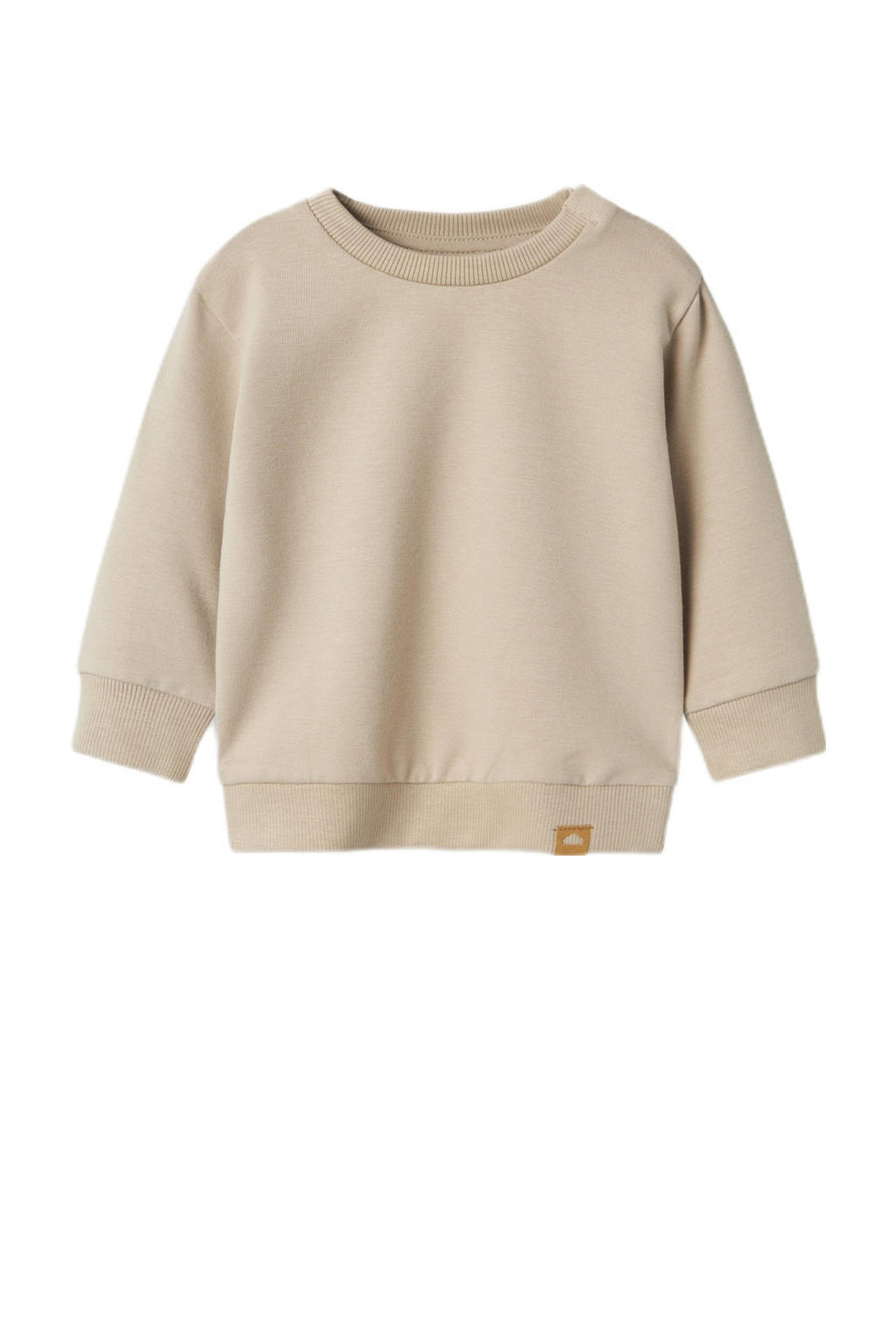 Lichtgrijze jongens NAME IT BABY sweater met effen, lange mouwen, ronde hals en drukknoopsluiting