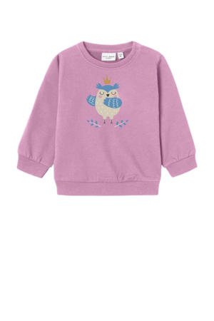 baby sweater NBFVRILLIE met printopdruk roze