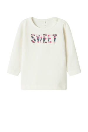 baby longsleeve NBFNABIA met printopdruk en patches ecru