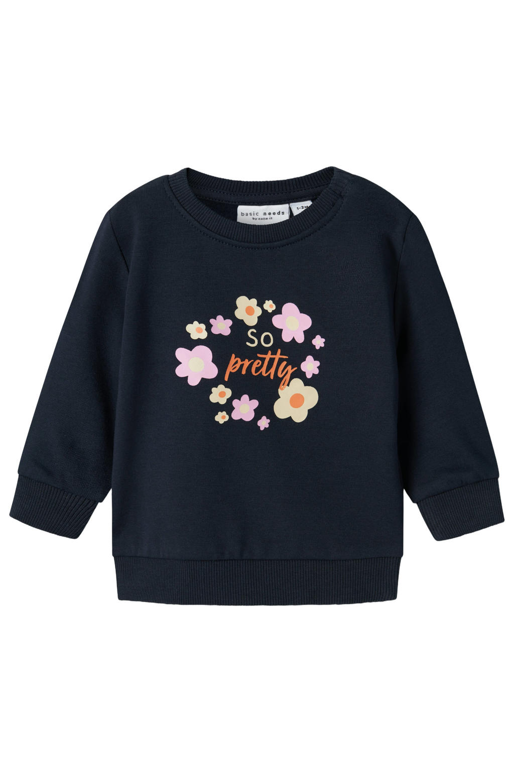 NAME IT BABY baby sweater NBFVRILLIE met printopdruk donkerblauw