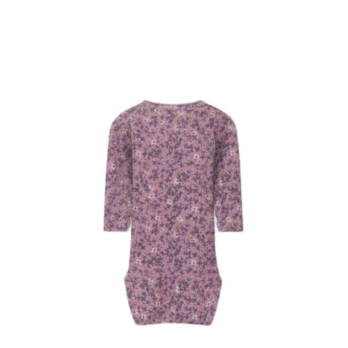 name it BABY Romper Roze Meisjes Stretchkatoen Ronde hals Bloemen 62