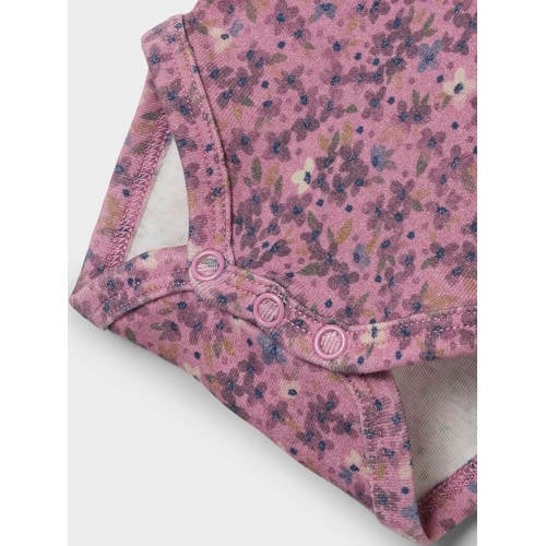 NAME IT BABY romper NBFNINNE oudroze/paars Meisjes Stretchkatoen Ronde hals