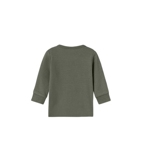 name it BABY longsleeve olijfgroen Jongens Katoen Ronde hals Effen 74