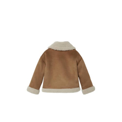 LIL' ATELIER MINI jas NMNNOLO bruin beige Jongens Imitatiesuède Reverskraag 116