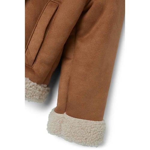 LIL' ATELIER MINI jas NMNNOLO bruin beige Jongens Imitatiesuède Reverskraag 116