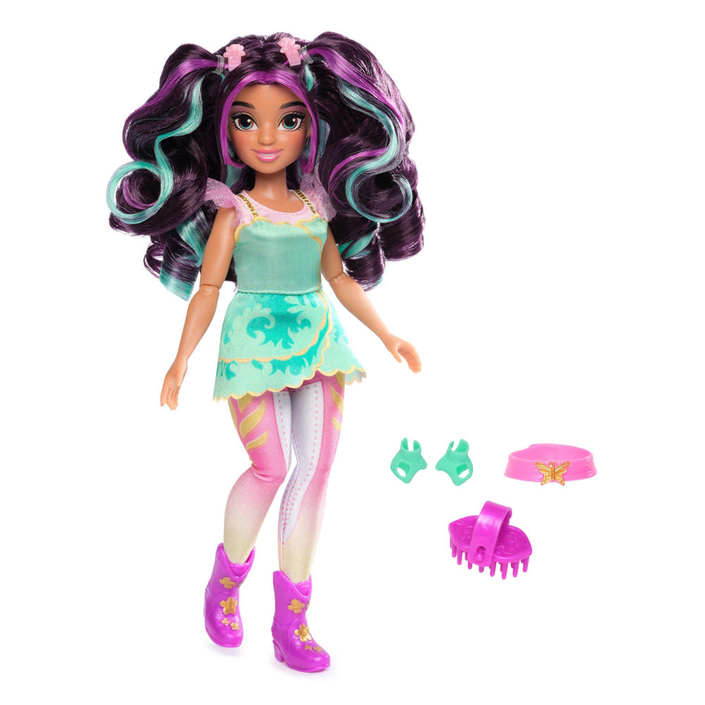 Unicorn Academy Ava-pop van 24 cm met 7 modeaccessoires en borstel