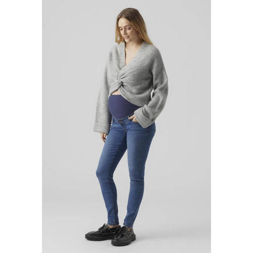 Mamalicious gebreide trui Grijs Dames Acryl Ronde hals Effen L