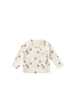 baby longsleeve met all over print en overslag detail wit/rood