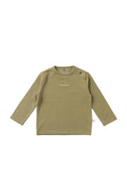 thumbnail: Olijfgroene jongens Your Wishes baby longsleeve van katoen met effen, lange mouwen en ronde hals