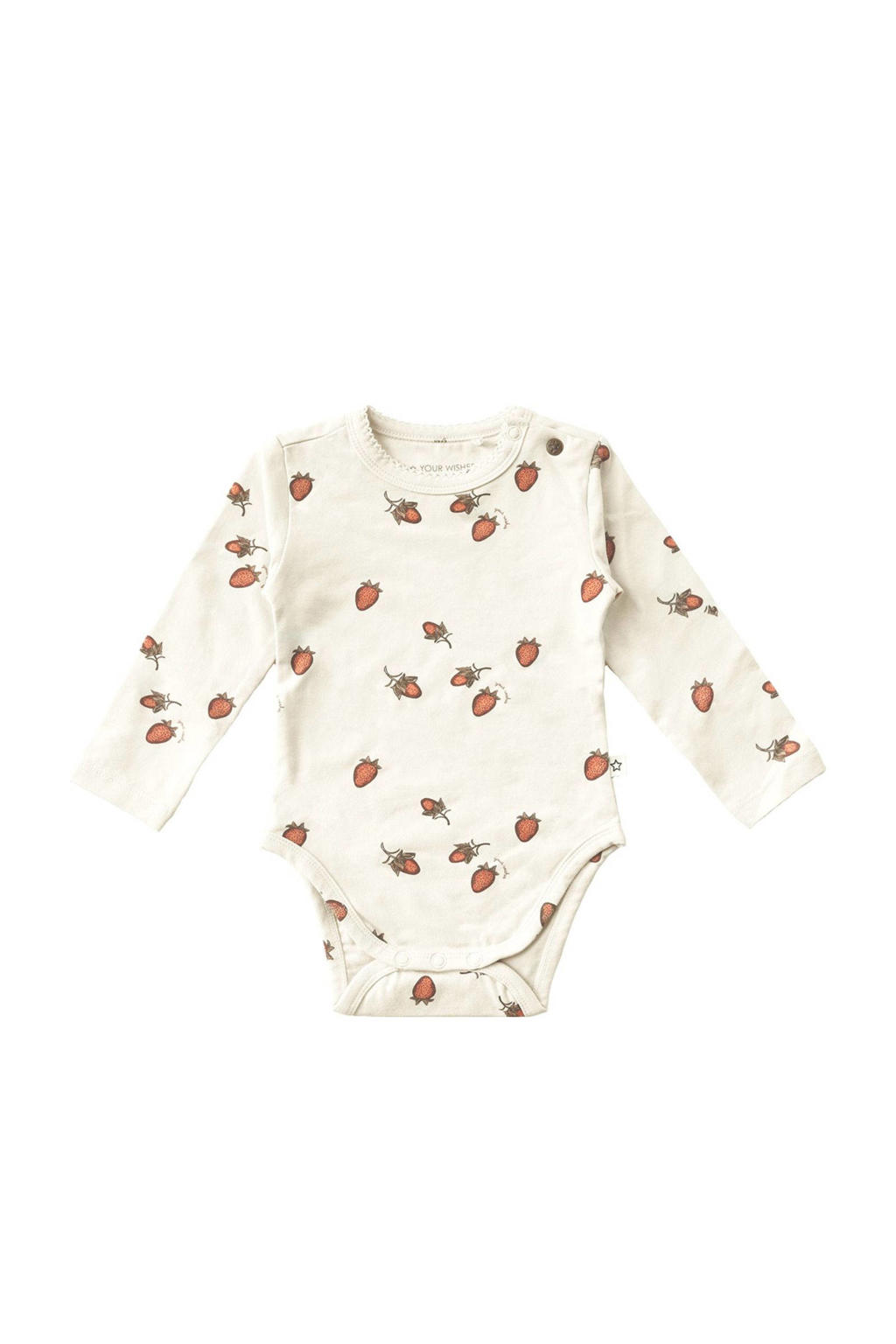 Your Wishes romper met aardbeien print wit/rood