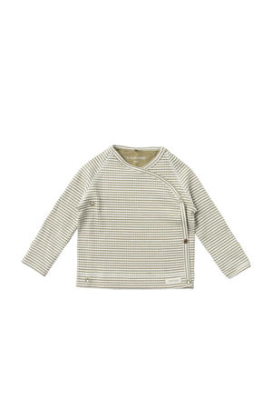 baby gestreepte longsleeve olijfgroen/wit