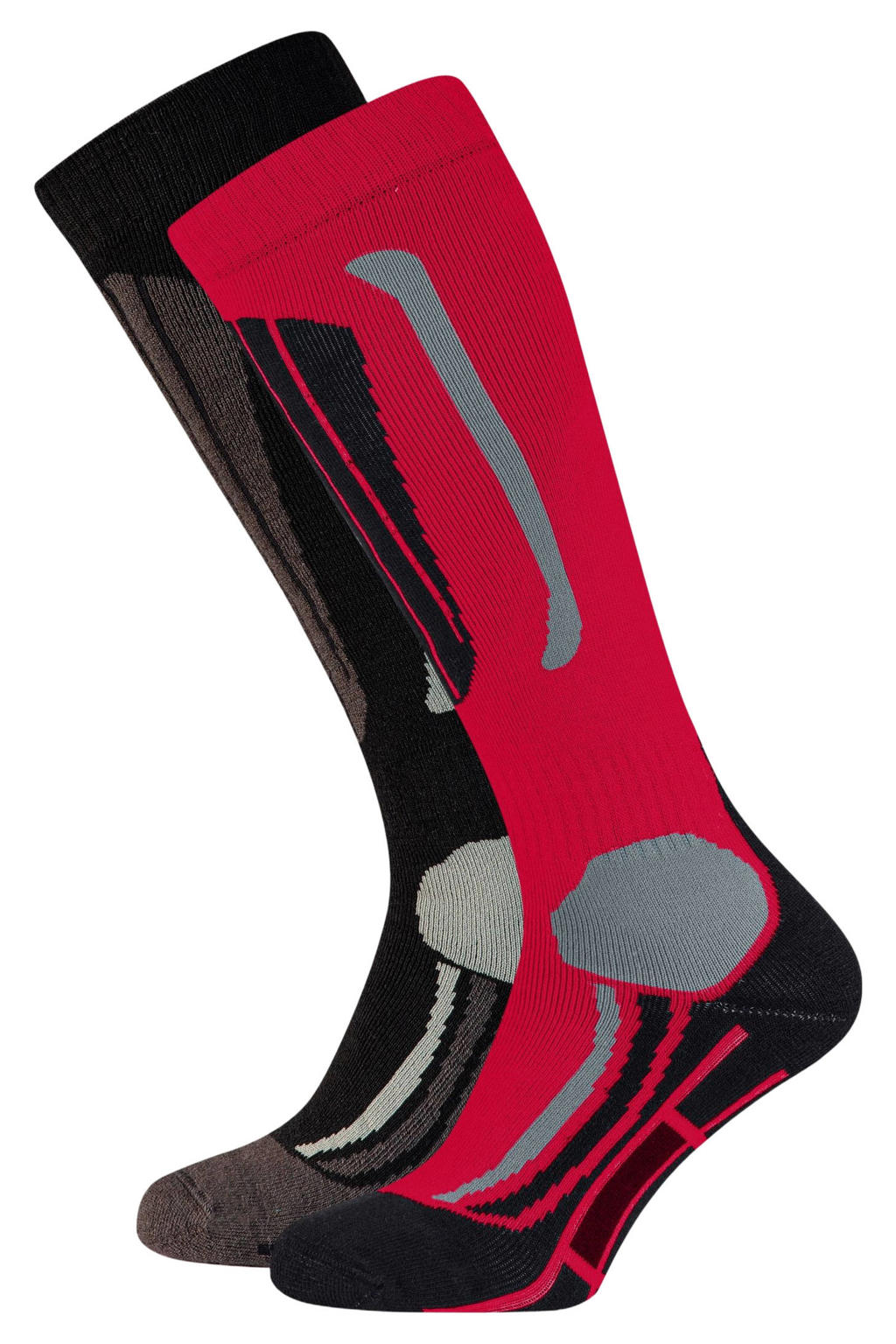 Falcon skisokken Max rood/zwart (set van 2)