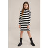 WE Fashion gestreepte bodycon jurk wit/zwart