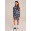 WE Fashion gebloemde bodycon jurk donkerblauw/blauw/wit